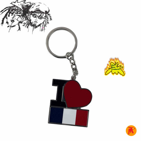 France heart Flags Design Keyring