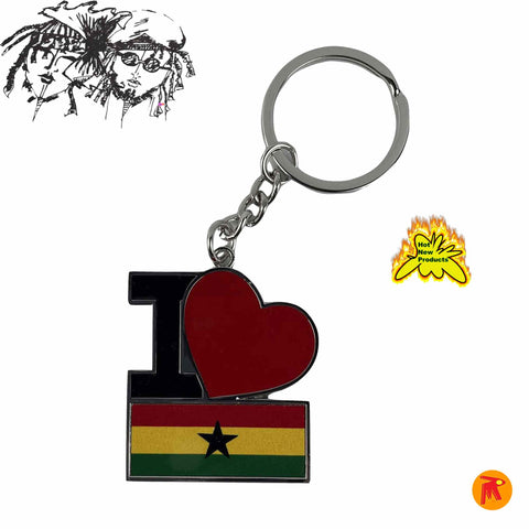 Ghana heart Flags Design Keyring
