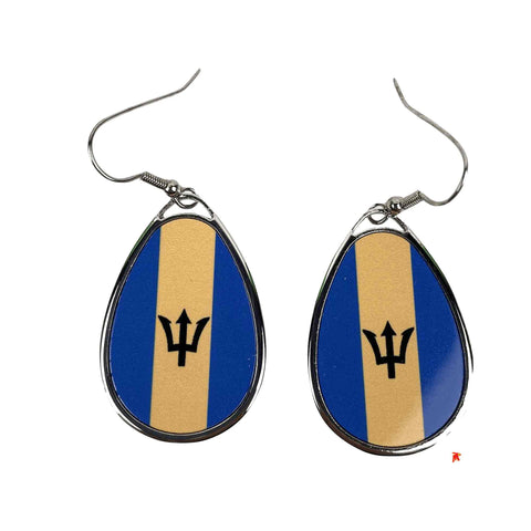 Barbados Flag Design Teardrop Hanging Earrings