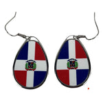 Dominican Republic Flag Design Teardrop Hanging Earrings