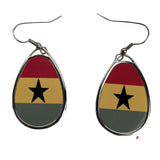 Ghana Flag Design Teardrop Hanging Earrings