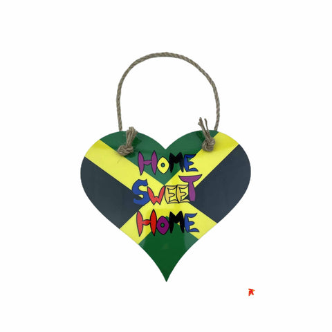 Jamaica home sweet home Heart shaped MDF wooden sign