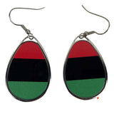 Pan Africa Flag Design Teardrop Hanging Earrings