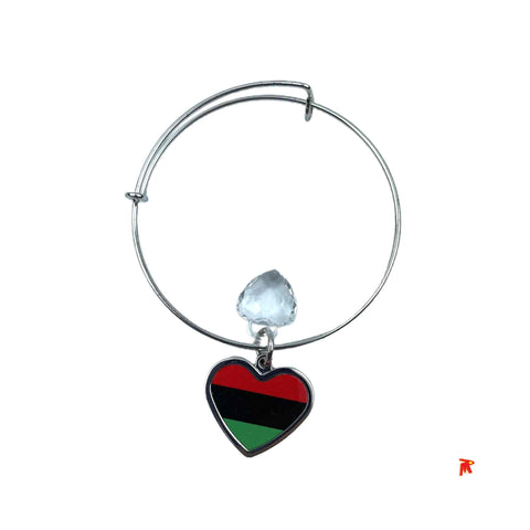 Pan flag Bracelet Adjustable Slide Heart with Heart Charm