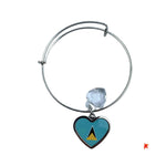 St.Lucia flag design Bracelet Adjustable Slide Heart with Heart Charm