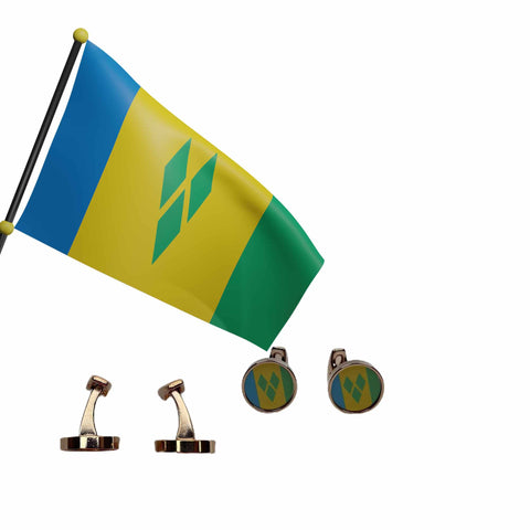 St.Vincent & the Grenadines Cufflinks Round Rose Gold