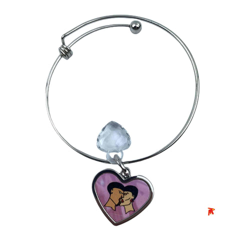 Valentine Bracelet Adjustable Slide Heart with Heart Charm